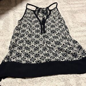 Black and White Patterned Sleeveless Top